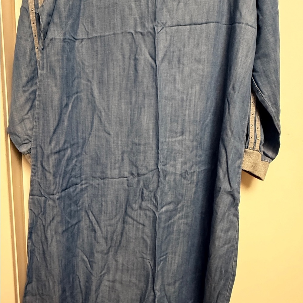 Women's Long Sleeve Blue Maxi Dress or long outside cover Fits Medium-Large - Picture 4 of 6